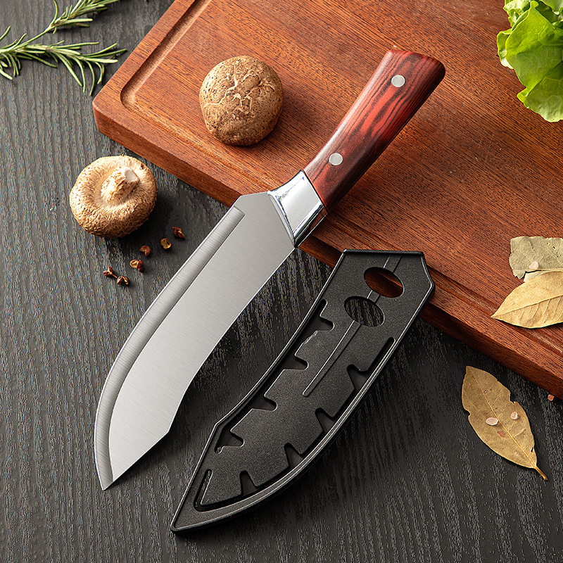 Cuchillo de corte especial para matar cerdos cuchillo de corte de hueso cuchillo de corte de carne cuchillo de carnicero afilado imitación patrón de palo de rosa sacrificio ganado cuchillo de punta de oveja