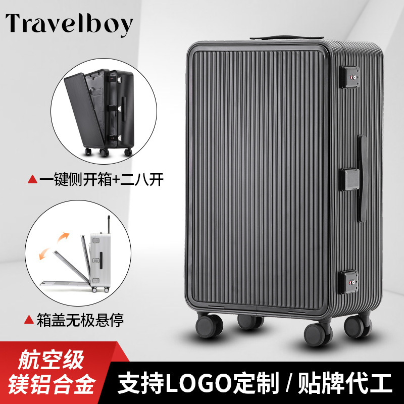 All-Aluminum Sports Version Thickeneded Suitcase for Students, Men's Large Capacity 20inch Aluminum-Magnesium Alloy Travel Trolley Case for Women 26inch