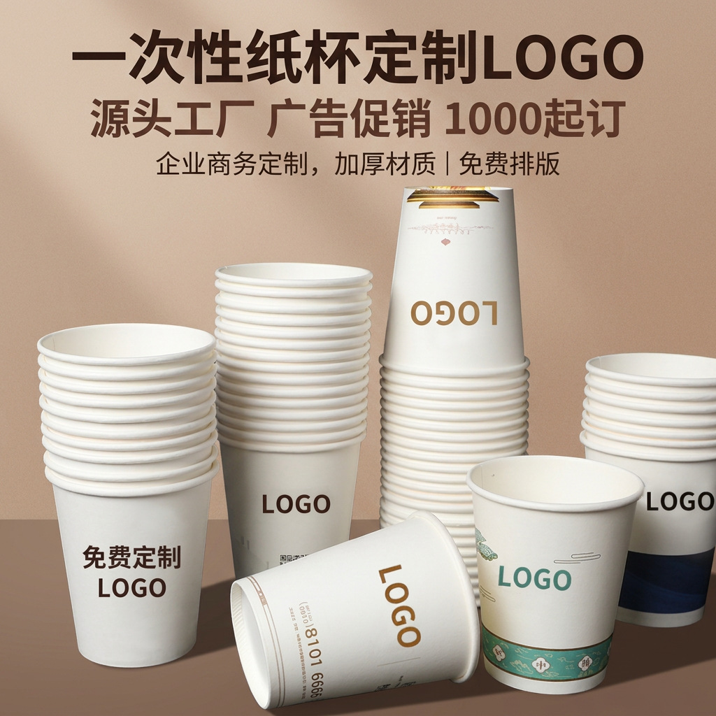Customized Paper Cups, Disposable Paper Cups, Customized Logo, Thickeneded Advertising Business Paper Cups, Water Cups, Customized by Manufacturers