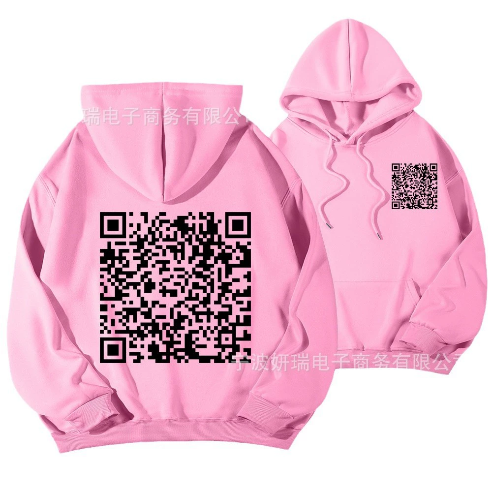 Кросс-бордерные толстовки для мужчин и женщин, смешной худи с QR-кодом FU, худи с QR-кодом, забавно