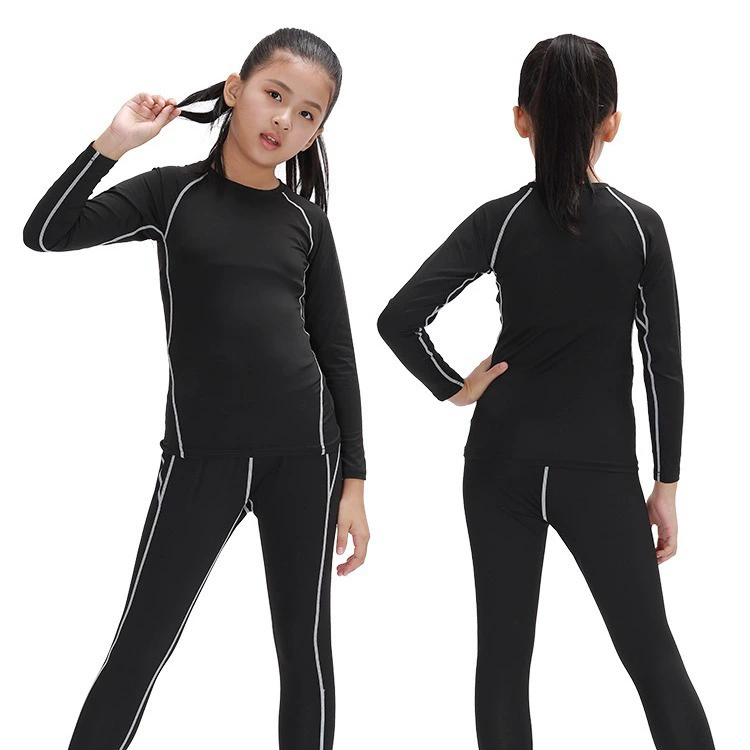 Детские спортивные лыжные быстрые сухие leggings для баскетбола, зимний комплект для тренировок для мальчиков, плотные, для бега