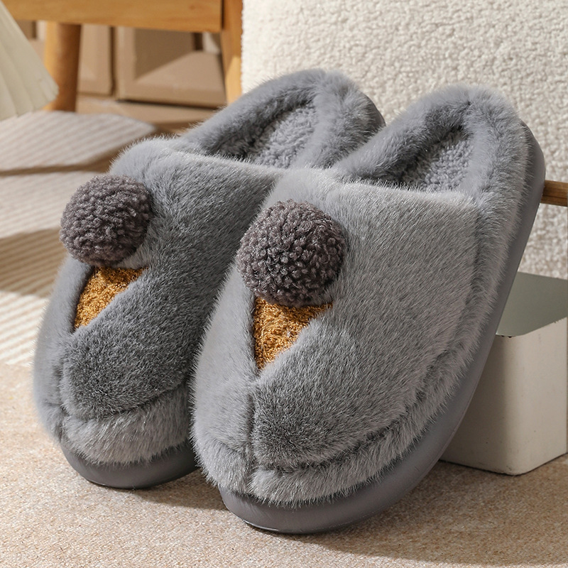 thumbnail image 1 of Nuevas zapatillas de invierno de algodón con dibujos animados para mujer, zapatos peludos de interior de suela gruesa para uso doméstico, zapatos cálidos de algodón medio antideslizantes para uso exte, 1 of 5