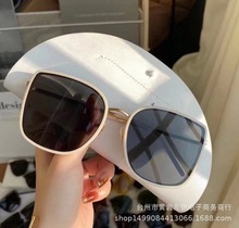 米白色墨鏡女大框韓版顯瘦素顏偏光太陽鏡男女同款度假眼鏡批發