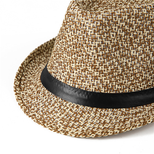 Wicker hats for men and women, middle-aged and elderly, fashionable sun hats, small formal hats, British retro jazz hats, gentleman hats, sun protection hats