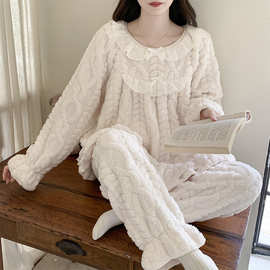 睡衣女秋冬季2025新款珊瑚绒加绒加厚法兰绒甜美网红高级感家居服