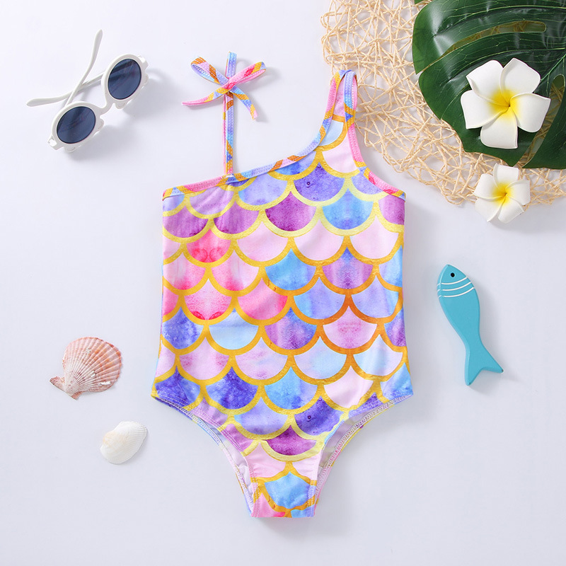 Girlu0027S Cute Fish Scales Polyester One Pieces