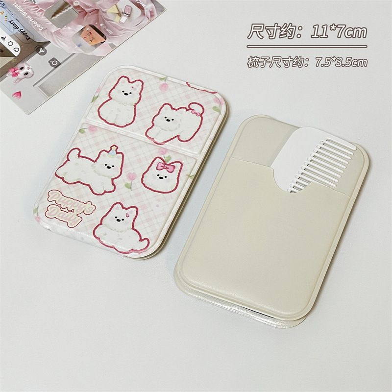 Nuevo lindo espejo de peinado integrado espejo de maquillaje plegable pequeño espejo de dormitorio para estudiantes viajes portátiles pequeños peine