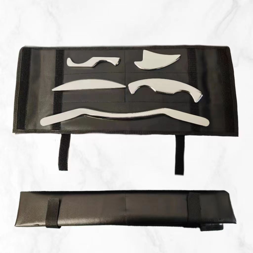 ステンレス製筋膜ナイフ、フィットネススポーツナイフ、筋肉ヨガスタジオマッサージナイフ、5点セット