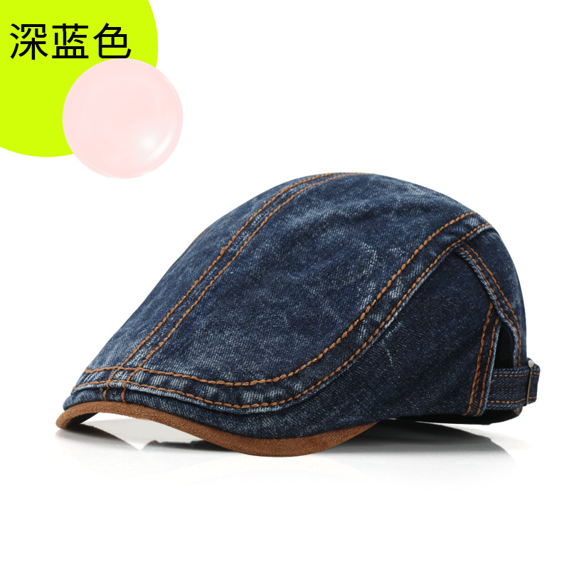 Hombres y mujeres de moda vaquero lavar boina vintage gorra de pato Amazon gorra de peluche transfronteriza gorra de color contrastante image 10