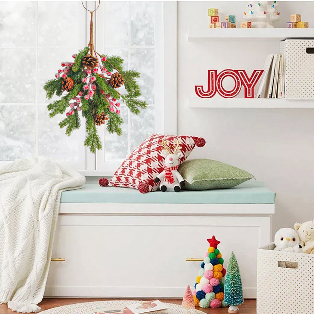 Árbol de Navidad al revés estilo americano de pino pared colgante puerta colgante caña árbol de Navidad accesorios decoración guirnaldas decoraciones Amazon