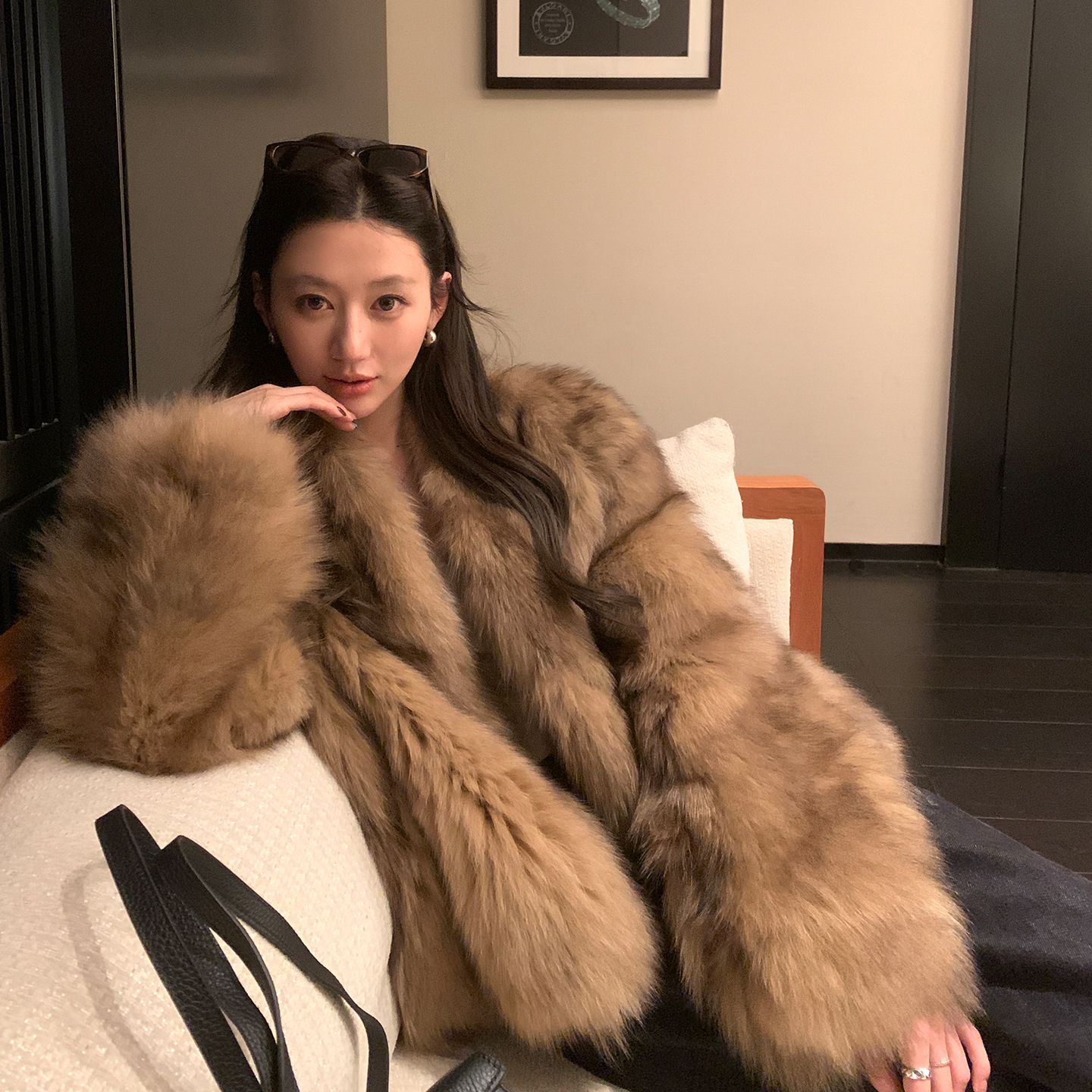 佳佳皮草“霜华映月”狐狸毛皮草外套女短款秋冬年轻款毛毛衣服女