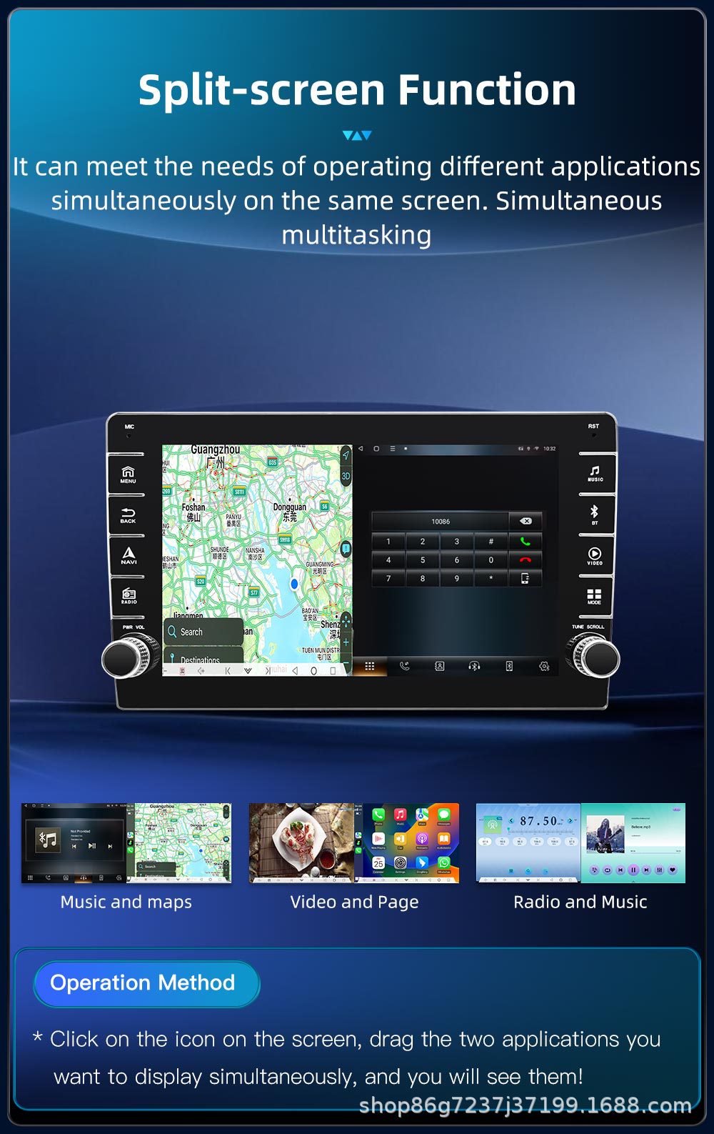 9inch 10inch Android smart car central control large screen navigation supports carplay with versatile frame adapter universal host