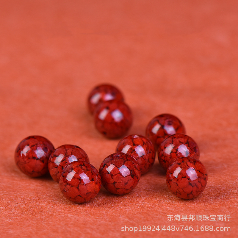 天然原矿朱砂散珠紫金砂帝王红砂圆珠雄黄晶体砂珠子手工串珠批发|undefined