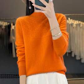 新款半高领长袖洋气外穿时尚针织打底衫长袖女士时尚减龄内搭女款