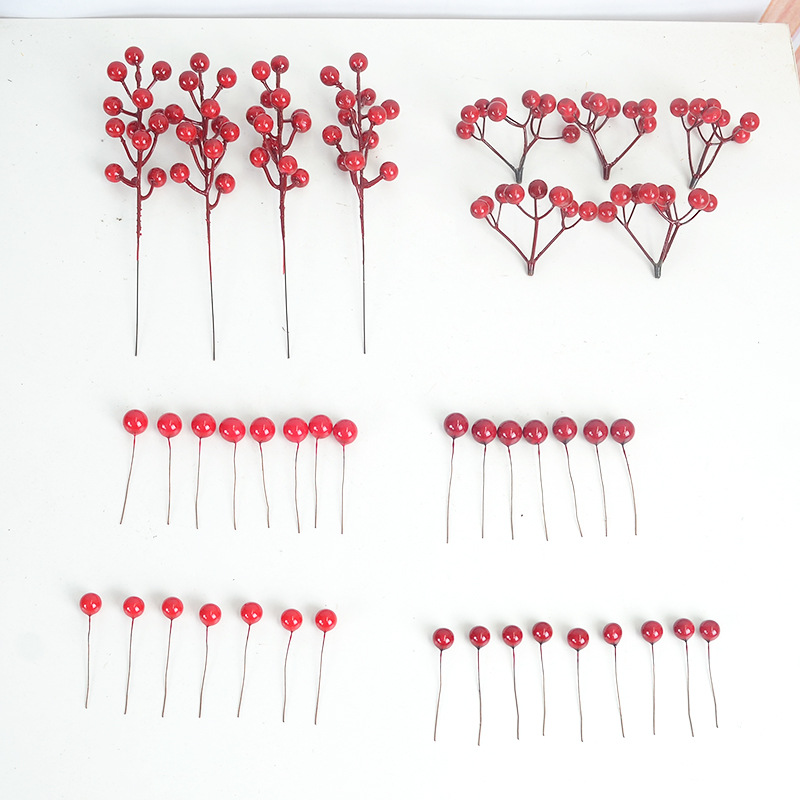 仿真花紅果 聖誕節紅果配件 結婚喜慶果 冬青果  新年擺放花 紅果