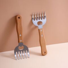 国境を越えた台所で肉を裂く器ステンレス木柄分肉器家庭用キッチンで鶏を裂く道具熊爪焼きフォーク肉器
