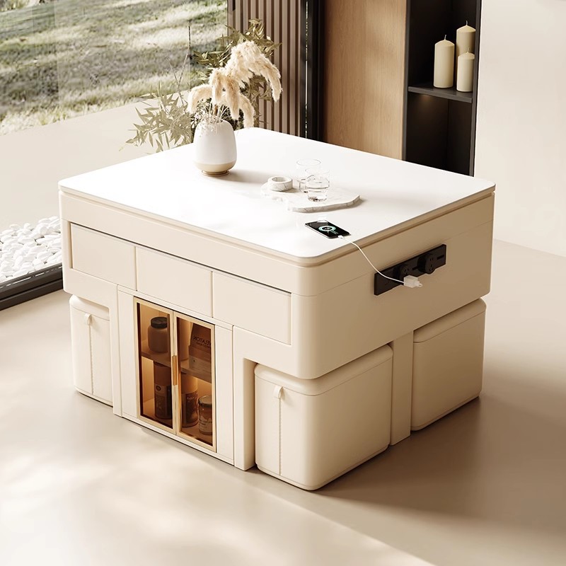 Mesa de mahjong de elevación Mesa de la isla de la placa de roca Mesa de comedor Mesa de la mesa de la barra combinada Armario de almacenamiento multifuncional de doble uso 2024 nuevo