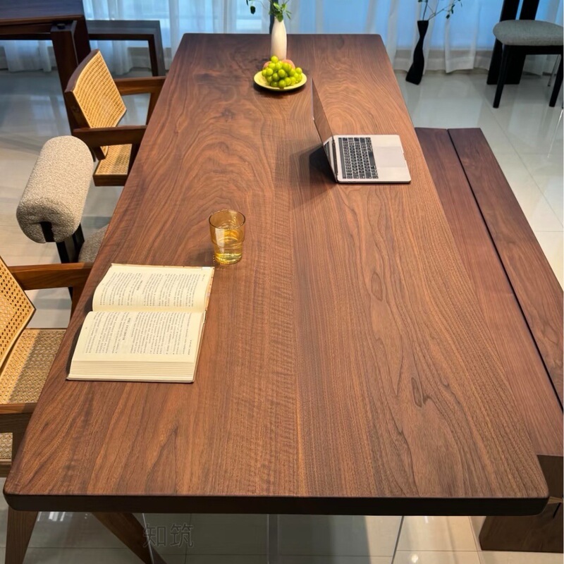 North American Black Walnut Large Slab of Wood, Zen-Style Tea Room Tea Table, Solid Wood Office Desk, Writing Desk, Natural Edge Dining Table, Tea Table North American Black Walnut Large Slab of Wood, Zen-Style Tea Room Tea Table, Solid Wood Office Desk, Writing Desk, Natural Edge Dining Table, Tea Table
