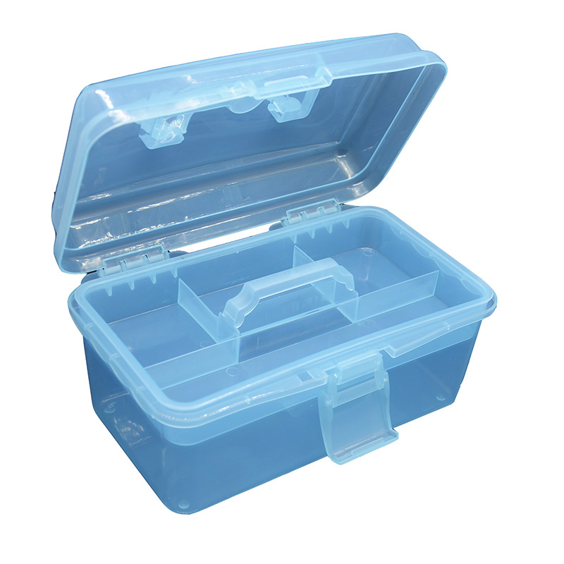 P820多用途双层透明PP塑料箱元件盒针线盒子家庭药箱美工笔收纳箱