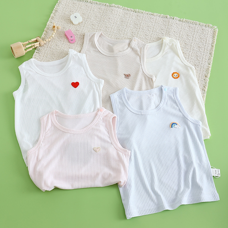 Children's sleeveless vest, summer thin, breathable, comfortable, baby base layer, belly protector vest, size 105, for boys and girls.