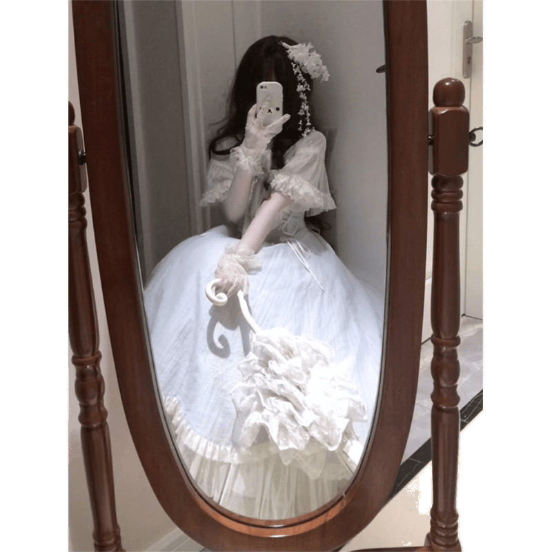 甜美少女洛丽塔蝴蝶结连衣裙夏季新款减龄收腰公主长裙子女|undefined