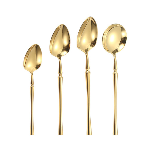 Cross-border thick 304 small waist stainless steel tableware Western steak knife, fork and spoon set gold mirror hotel