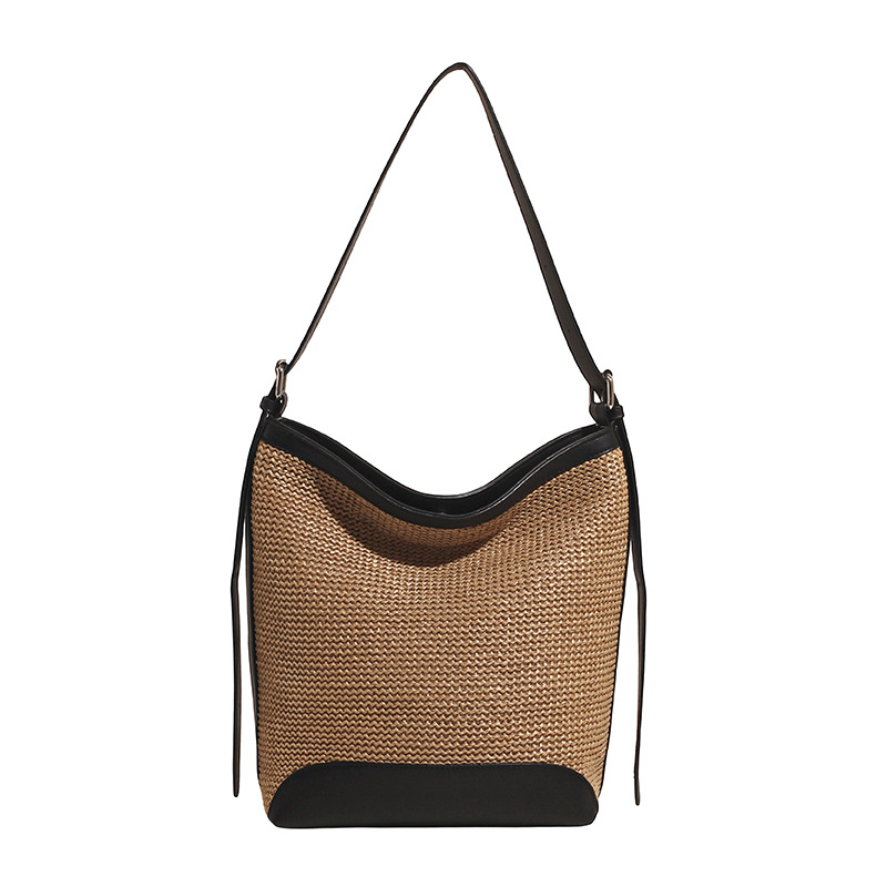 2025 verano nuevo estilo bolso tejido coreano bolso de hombro simple y versátil bolso de axila de gran capacidad bolso de cubo de tendencia de moda