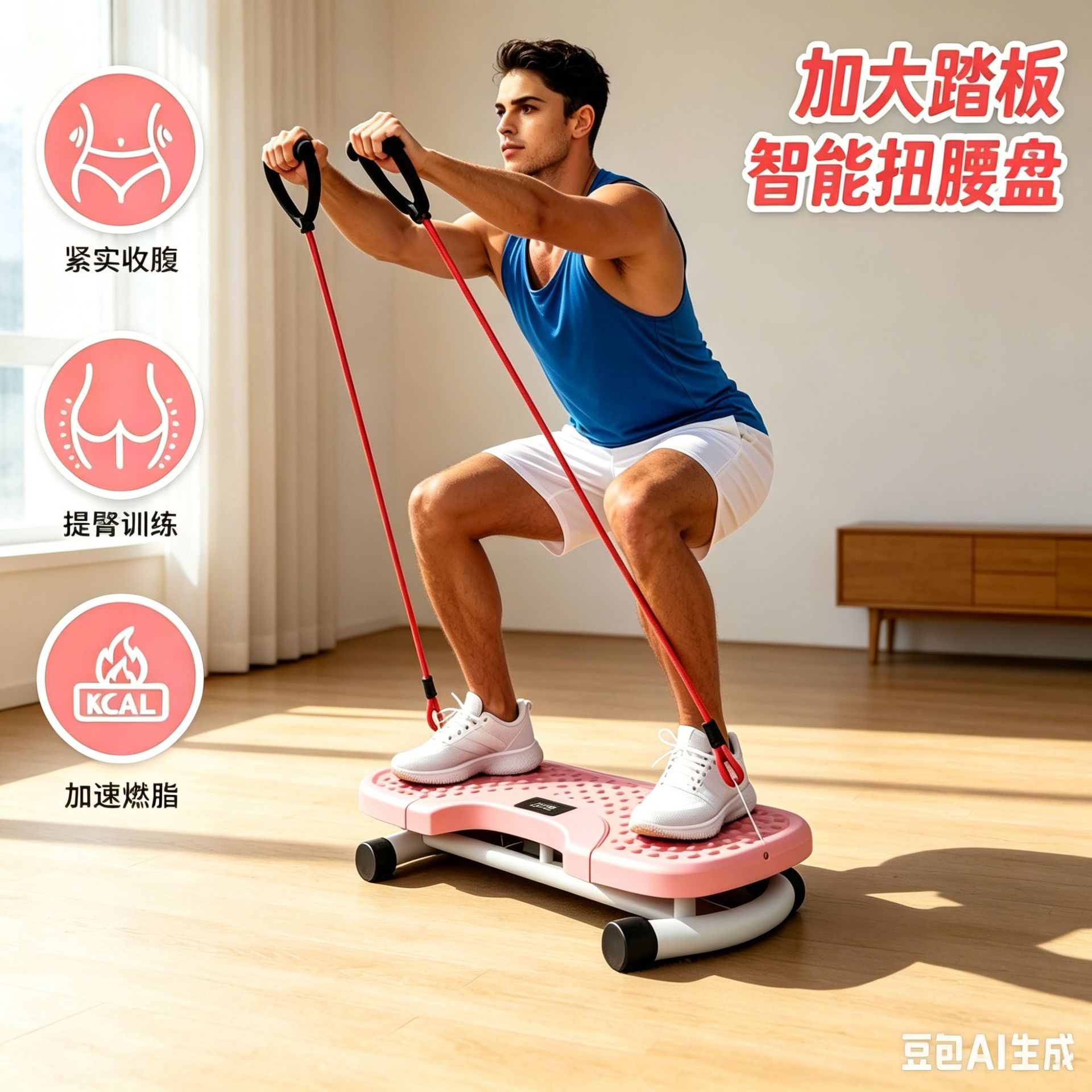 Cross-Border Silent Waist-Twisting Machine, Waist-Twisting Disc, Slimming Belly, Whole-Body Exercise with Pull Rope, Fitness Shaping, Slimming Waist Twisting Machine