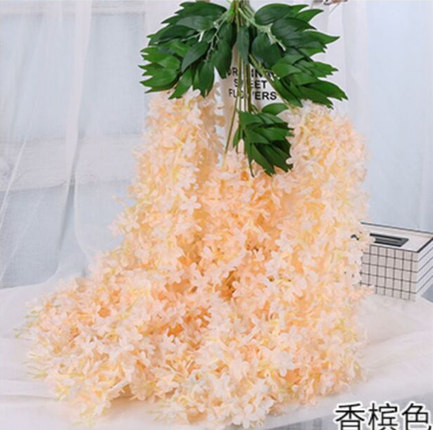 仿真紫藤花串丁香花吊頂花藤室內垂吊婚慶裝飾假花仿真綠植豆花