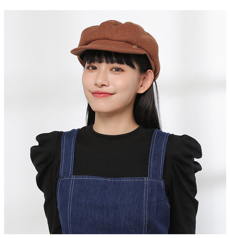 Women's Fashion Color Block Wide Eaves Beret Hat display picture 2