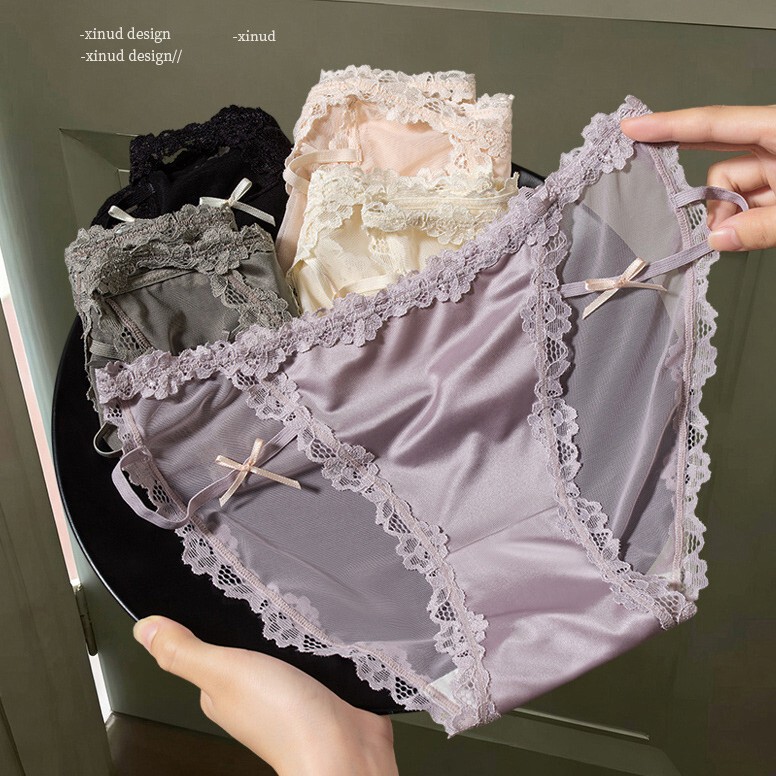 Chic Girl~Pure Desire Bow Leg Ring Satin Lace High-Slit Panties for Women 2026 New Triangle Panties for Women Chic Girl~Pure Desire Bow Leg Ring Satin Lace High-Slit Panties for Women 2026 New Triangle Panties for Women
