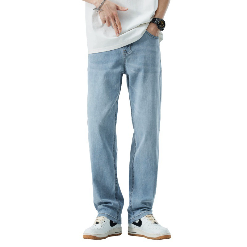 Summer jeans, thin trend trousers, loose straight fit