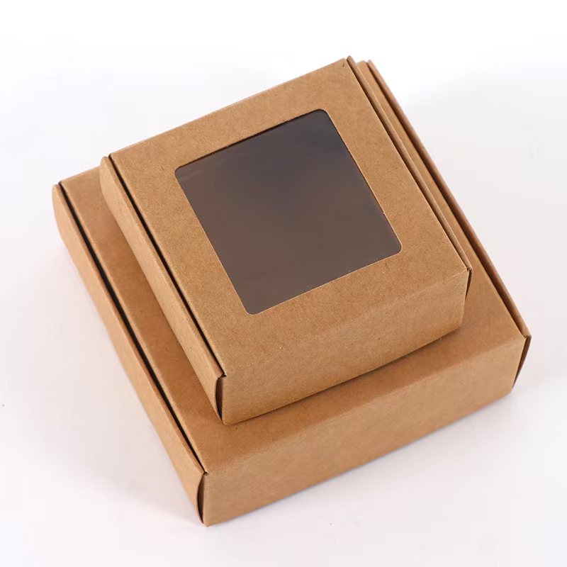 既製品の窓付き黒白牛革紙飛行機型ボックス、石鹸や茶葉など汎用折りたたみ包装箱、ジュエリー用紙箱のカスタム製作