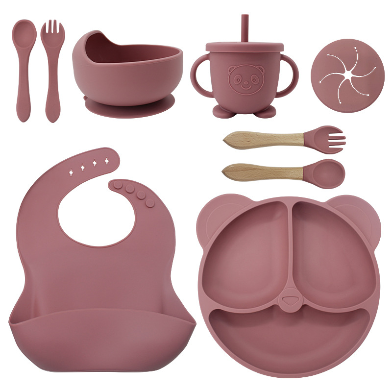 Juego de vajilla de mesa de silicona de panda rojo