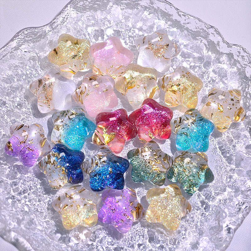 Popular non-porous gradient color gold foil chubby star DIY cream glue phone case hairpin resin accessories Guka Popular non-porous gradient color gold foil chubby star DIY cream glue phone case hairpin resin accessories Guka
