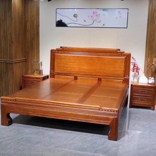 金花梨木实木床1.8m主卧床榫卯结构中式实木床简约家用大床-阿里巴巴