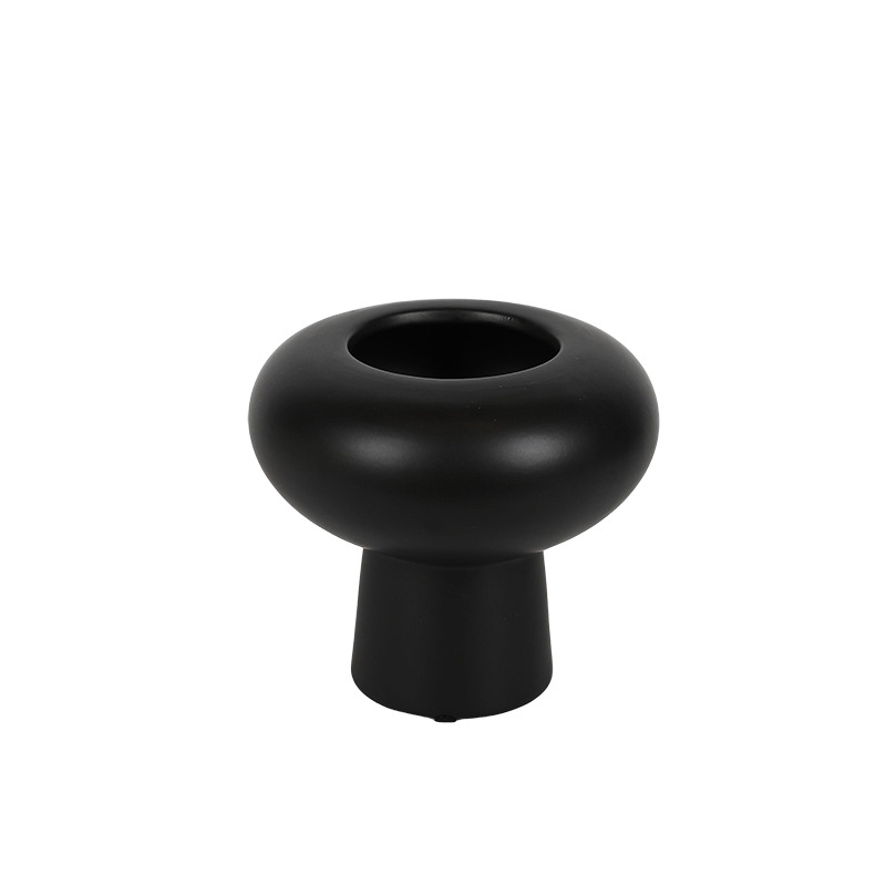 Ins decoración de jarrón de cerámica sala de estar simple decoración de mueble de TV para el hogar arreglo floral sentido de diseño flor en blanco y negro