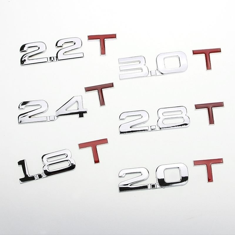 Car 1.8T 2.0T 2.5 Displacement Letter Text Metal 3D Creative Lettering 4WD 1.5T Tail Emblem Sticker_voghion.com