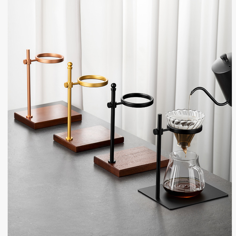 Adjustable Height Drip Coffee Filter Holder with Wooden Base for Home Use Coffee Filter Stand Set Adjustable Height Drip Coffee Filter Holder with Wooden Base for Home Use Coffee Filter Stand Set