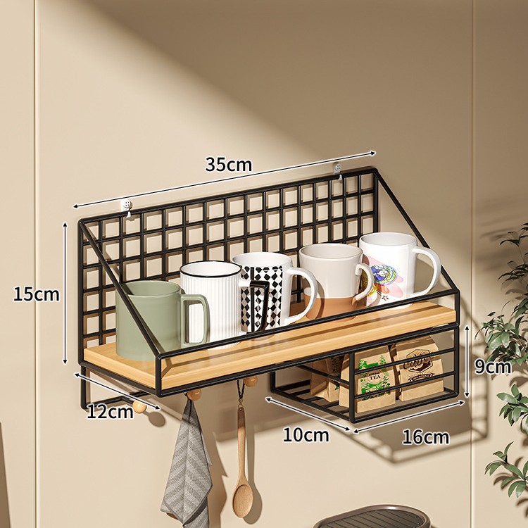 Portavasos montado en la pared taza de agua sin perforación estante para taza de café taza de té en la pared