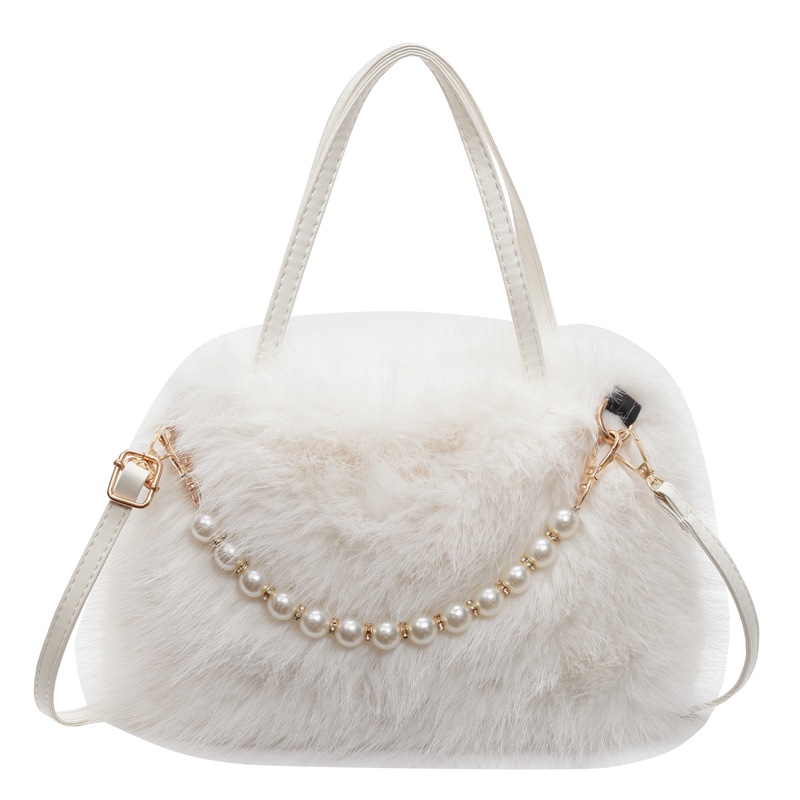Bolso de mano peludo 2024 nueva moda bolso cuadrado de lana de perla texturizado bolso de mujer