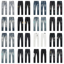 AMIRI JEANS�߰汾��ʽ�߽��ƶ�����ˮϴ���ɴ���ֱͲ����ţ�п�