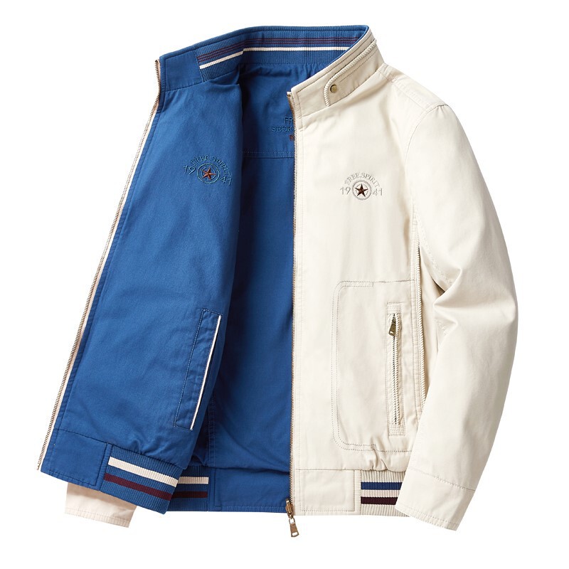 2025 Autumn Men's Clothing Middle-Aged Dad Jacket Men's Loose Large Size Reversible Men's Coat 2208