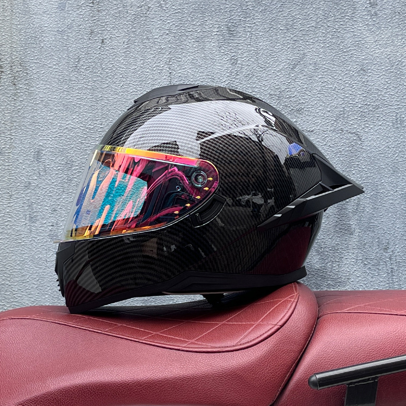 Casco integral transfronterizo DOT de la versión mejorada de LVS con doble lente para hombres, casco de seguridad universal para todas las estaciones para motociclistas femeninas, casco de motocicleta con doble lente.