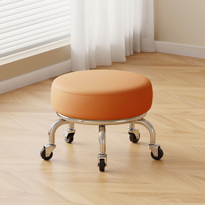 Polia doméstica taburete bajo rueda universal pequeño taburete silencioso rotativo taburete redondo móvil con artefacto moderno y simple