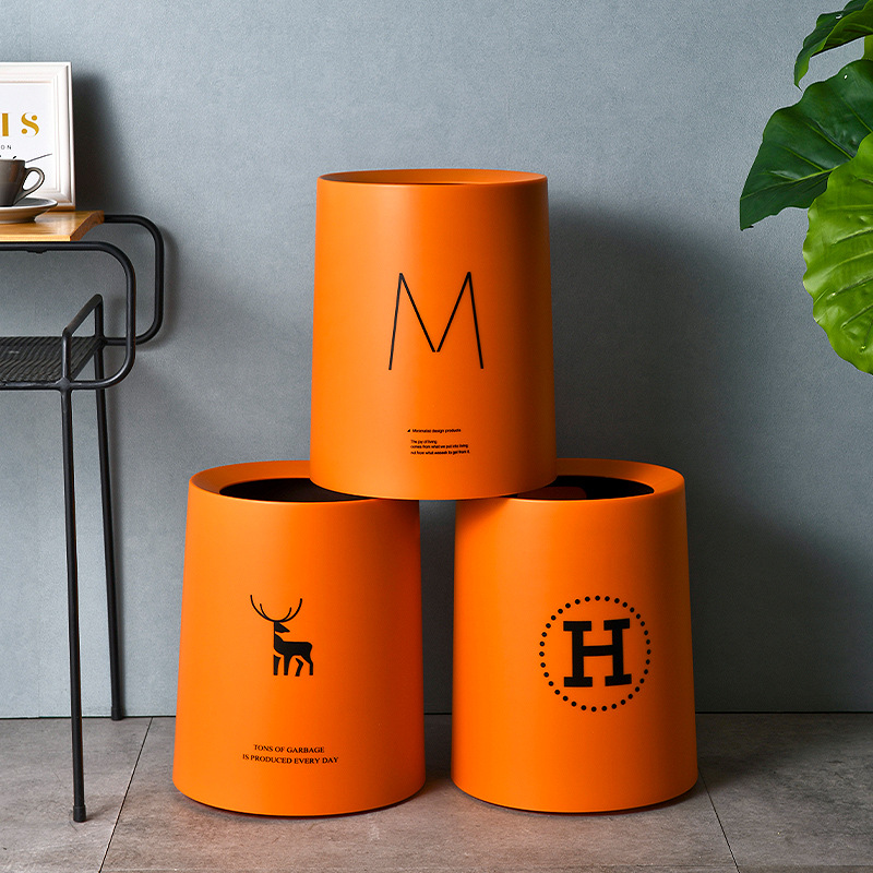 Nordic reindeer print European creative bathroom office bedroom living room household lidless paper basket trash can