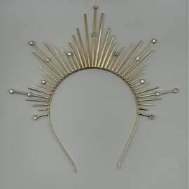 加工定制欧美圣母光环发箍皇冠头饰女神时尚带刺头箍配饰派对批发