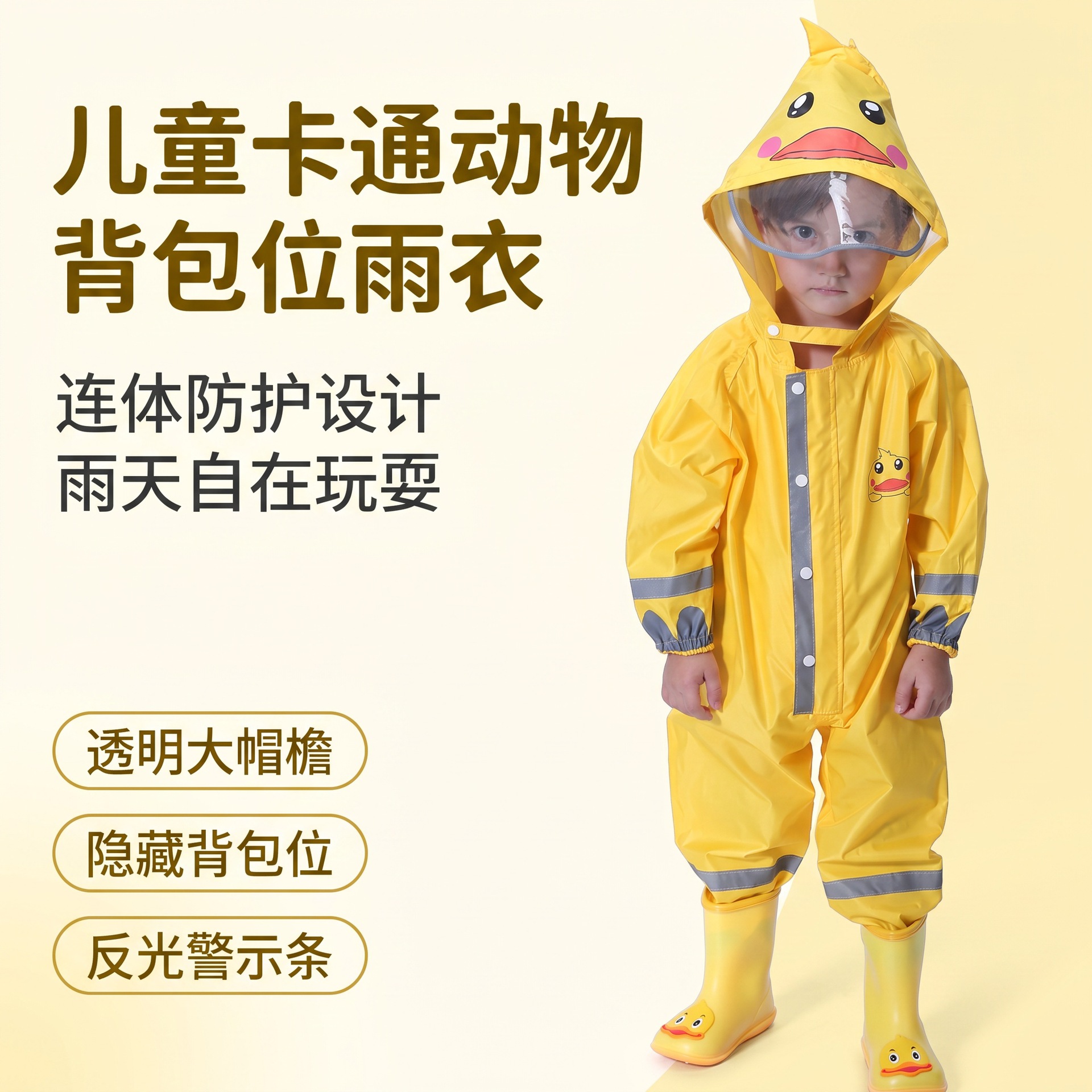 Impermeable Infantil Enterizo con Diseños de Tafetán de Poliéster para Senderismo y Escuela