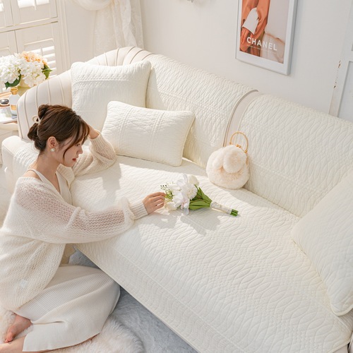 四季全棉防滑沙发垫纯棉简约现代纯色坐垫通用沙发巾套罩盖布巾