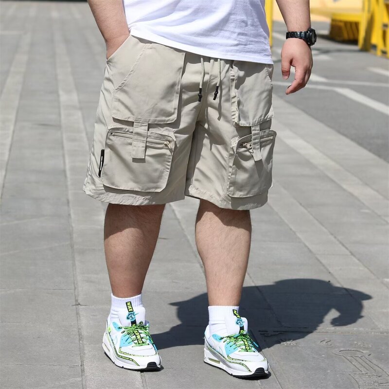 American Casual Tooling Shorts Men's Summer Fat Men's Large Size Loose Zipper Large Pocket Teenagers and Students Medium Pants